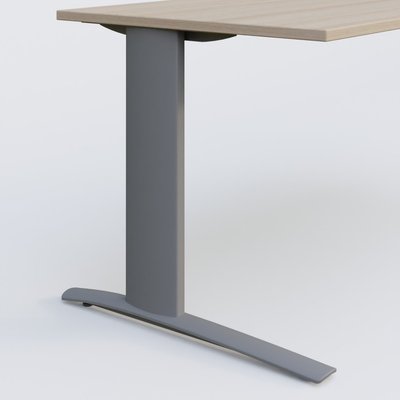 Gamme K1 - Plans droits - K1 Plateau droit 180x80 pieds fixe. Plateau Acacia et pietement Aluminium