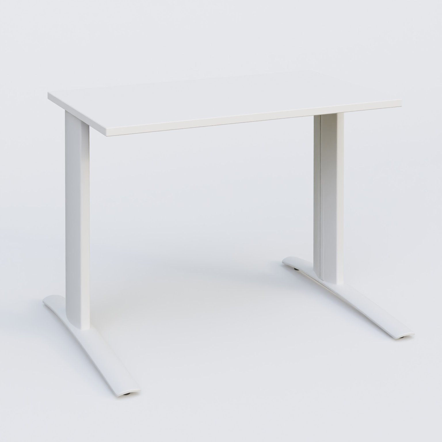 K1 Plateau droit 100x60 pieds fixe. Plateau Blanc et pietement Blanc
