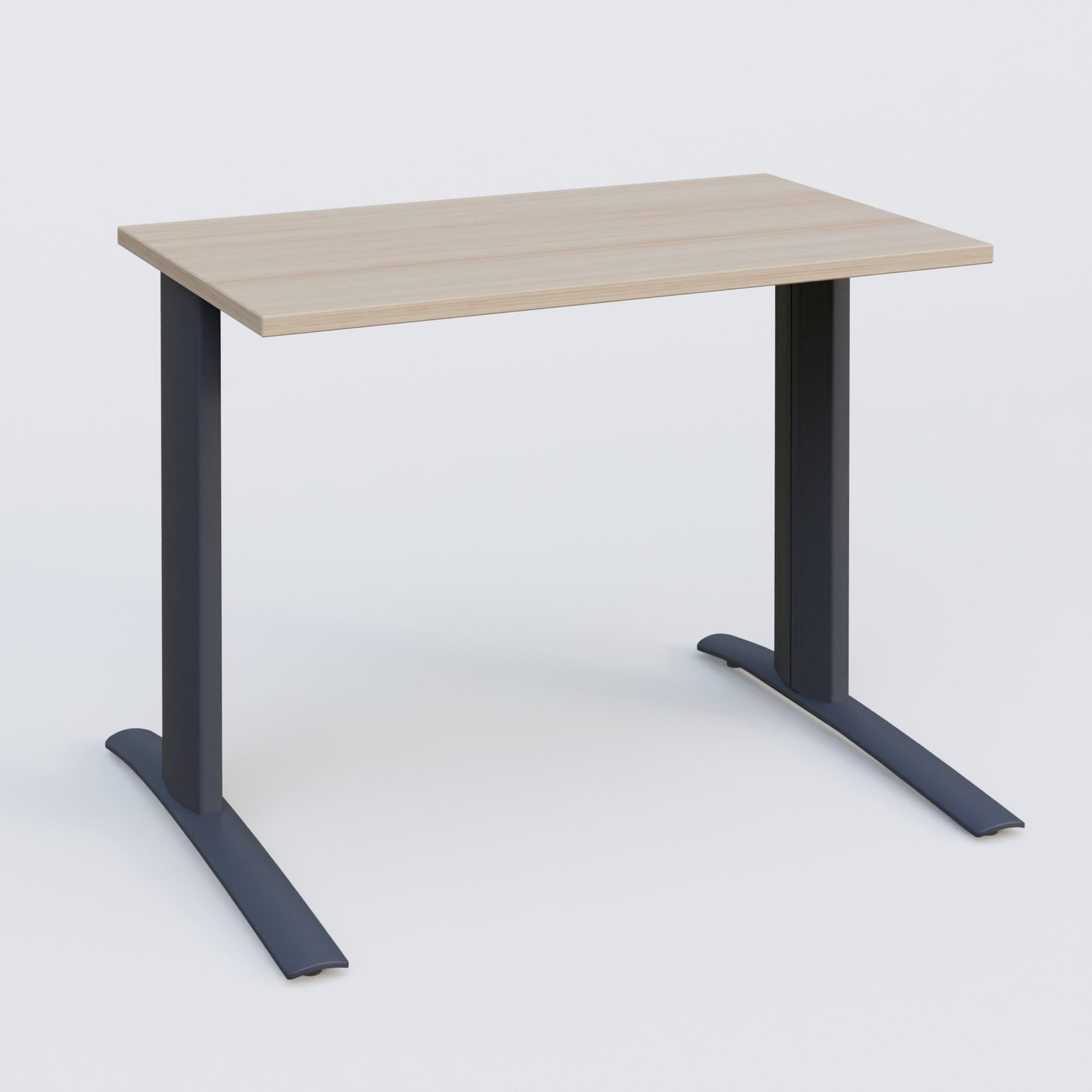 K1 Plateau droit 100x60 pieds fixe. Plateau Acacia et pietement Anthracite