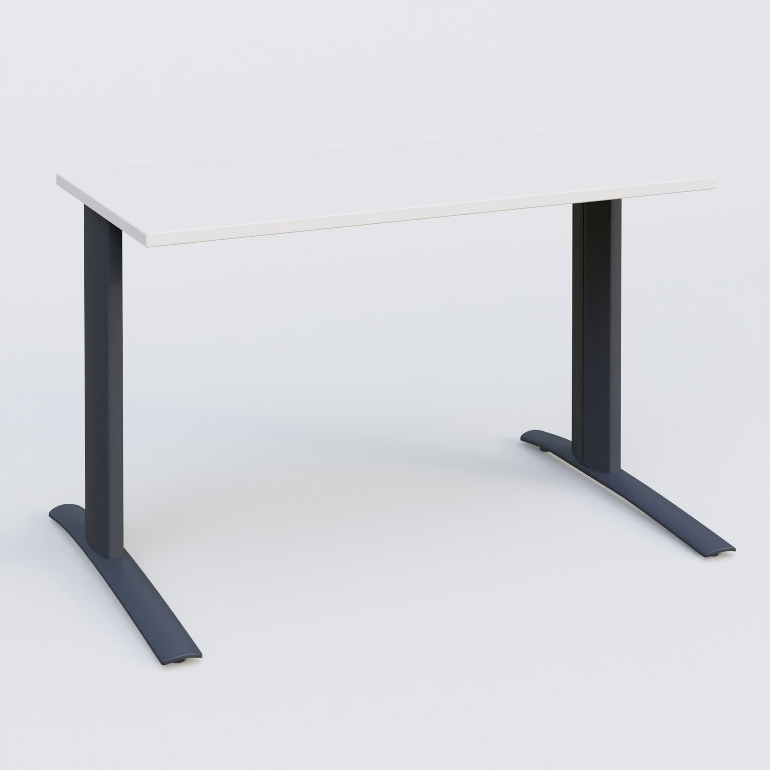 K1 Plateau droit 120x60 pieds fixe. Plateau Blanc et pietement Anthracite