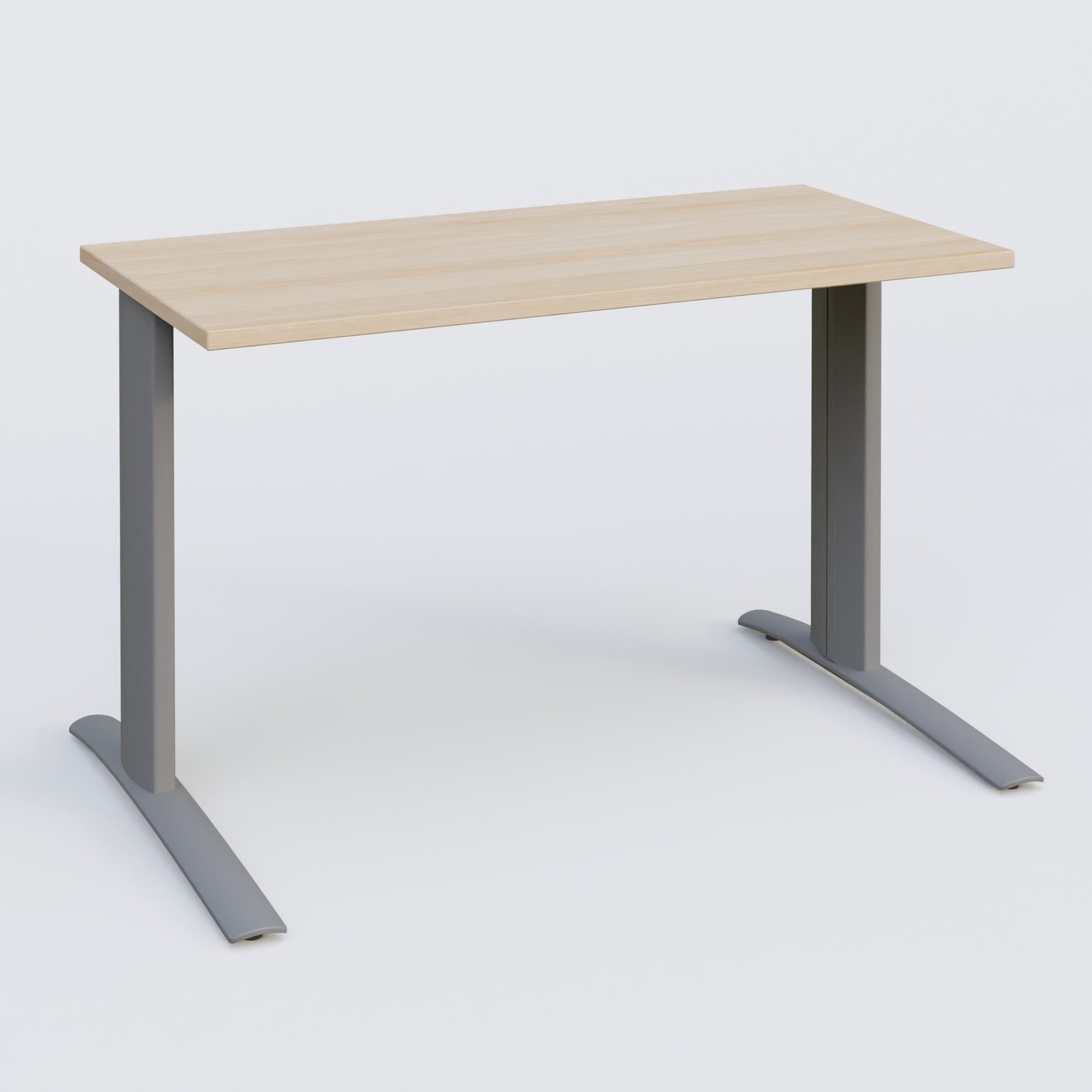 K1 Plateau droit 120x60 pieds fixe. Plateau Hêtre et pietement Aluminium