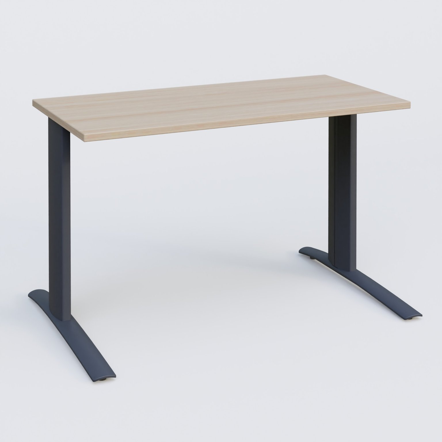 K1 Plateau droit 120x60 pieds fixe. Plateau Acacia et pietement Anthracite