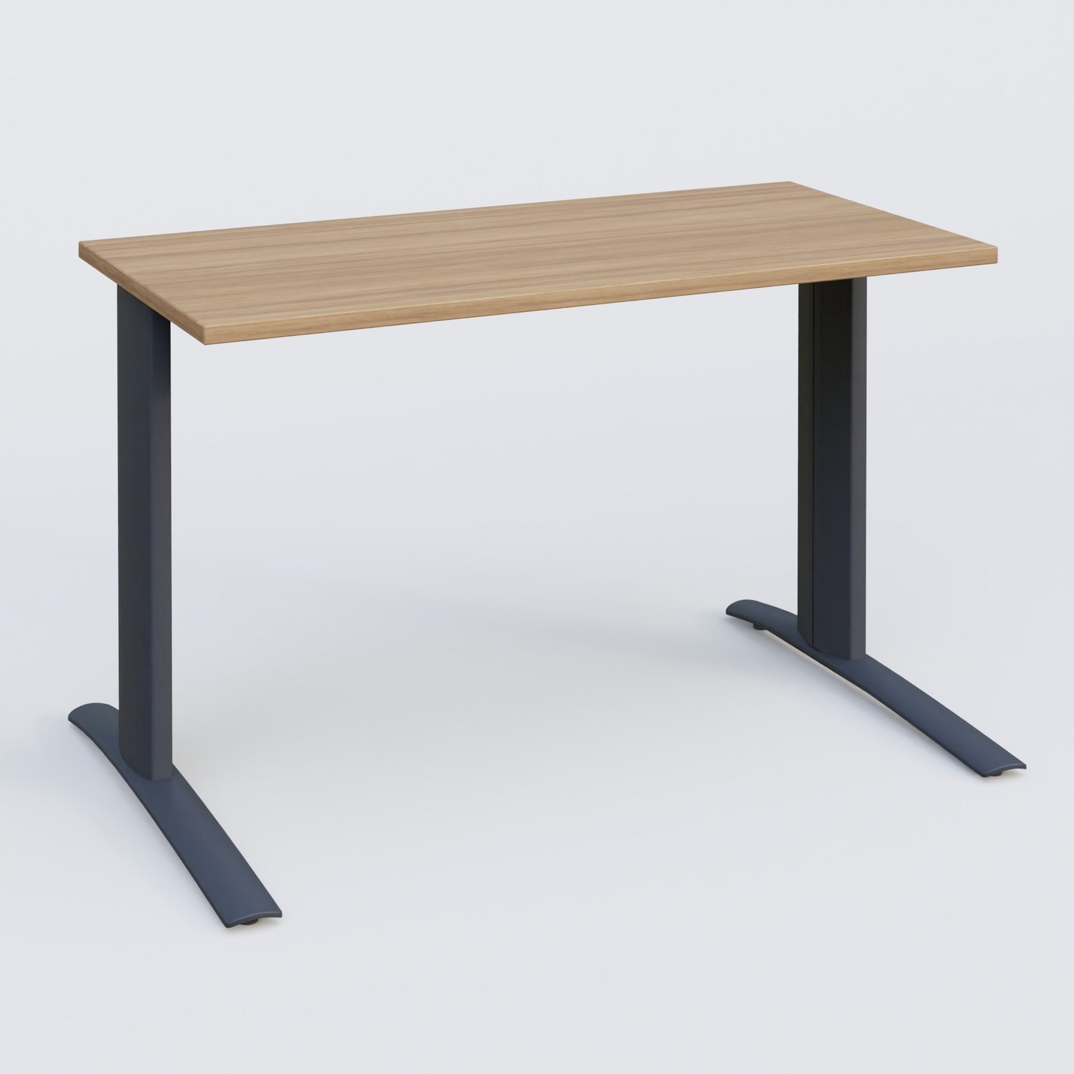 K1 Plateau droit 120x60 pieds fixe. Plateau Noyer et pietement Anthracite