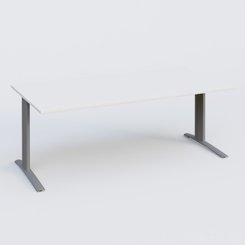 Gamme K1 - Plans droits - K1 Plateau droit 200x100 pieds fixe. Plateau Blanc et pietement Aluminium