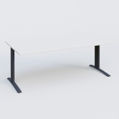 Gamme K1 - Plans droits - K1 Plateau droit 200x100 pieds fixe. Plateau Blanc et pietement Anthracite