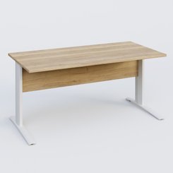 [Pas de famille] - [Pas de sous famille] - K1 Plateau droit 160x80 avec voile de fond bois. Plateau Chêne naturel et pietement Blanc