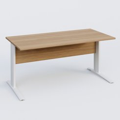 [Pas de famille] - [Pas de sous famille] - K1 Plateau droit 160x80 avec voile de fond bois. Plateau Noyer et pietement Blanc