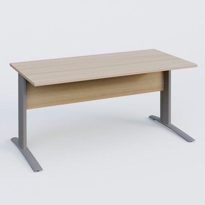 Gamme K1 - Plans droits - K1 Plateau droit 160x80 avec voile de fond bois. Plateau Acacia et pietement Aluminium