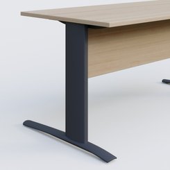 Gamme K1 - Plans droits - K1 Plateau droit 180x80 avec voile de fond bois. Plateau Acacia et pietement Anthracite