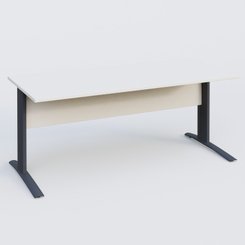 Gamme K1 - Plans droits - K1 Plateau droit 180x80 avec voile de fond bois. Plateau Blanc et pietement Anthracite