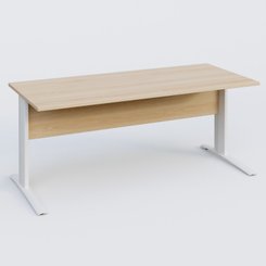 Gamme K1 - Plans droits - K1 Plateau droit 180x80 avec voile de fond bois. Plateau Hêtre et pietement Blanc