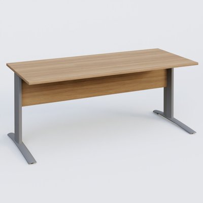 [Pas de famille] - [Pas de sous famille] - K1 Plateau droit 180x80 avec voile de fond bois. Plateau Noyer et pietement Aluminium