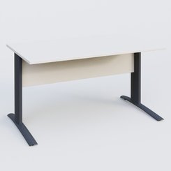 Gamme K1 - Plans droits - K1 Plateau droit 140x80 avec voile de fond bois. Plateau Blanc et pietement Anthracite