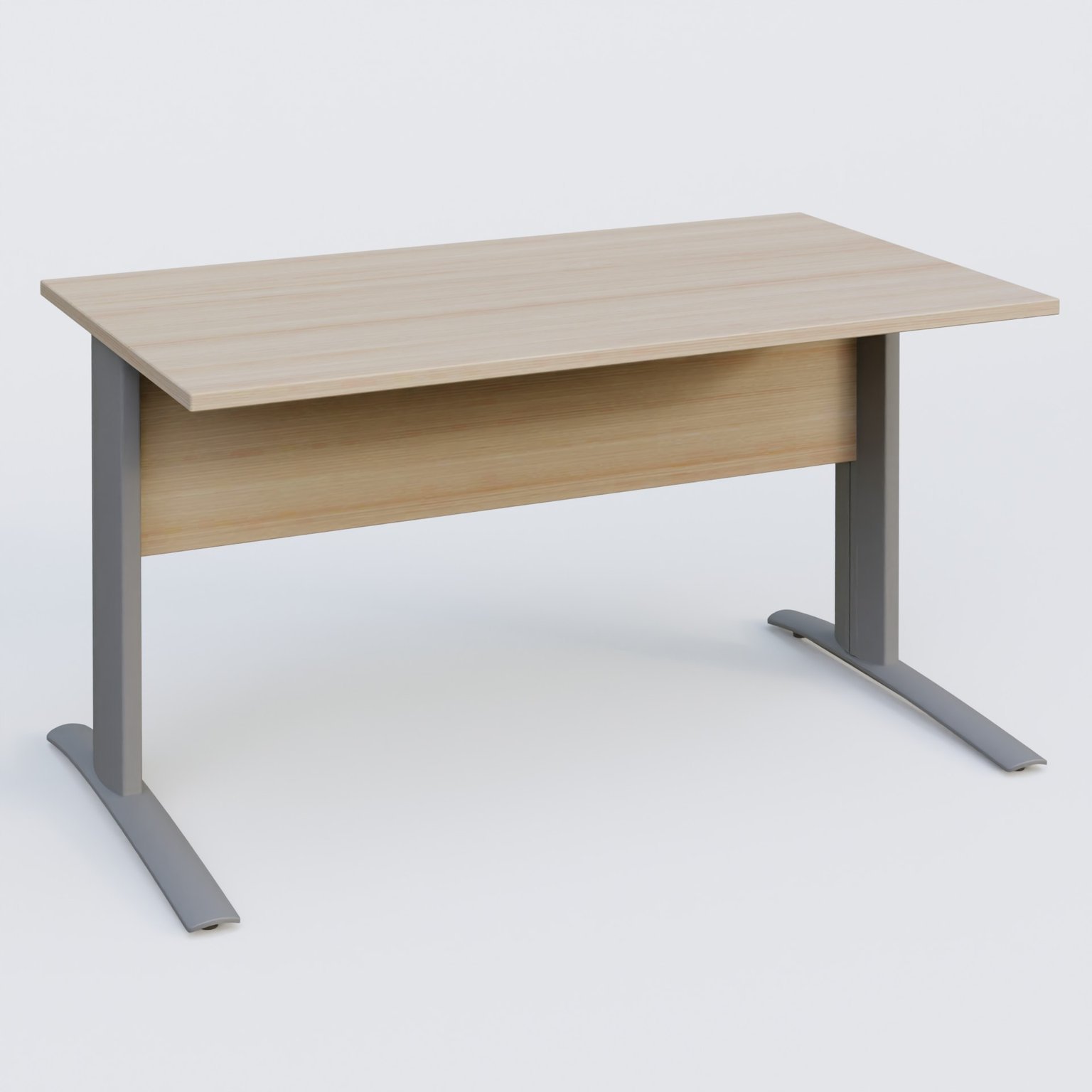 K1 Plateau droit 140x80 avec voile de fond bois. Plateau Acacia et pietement Aluminium