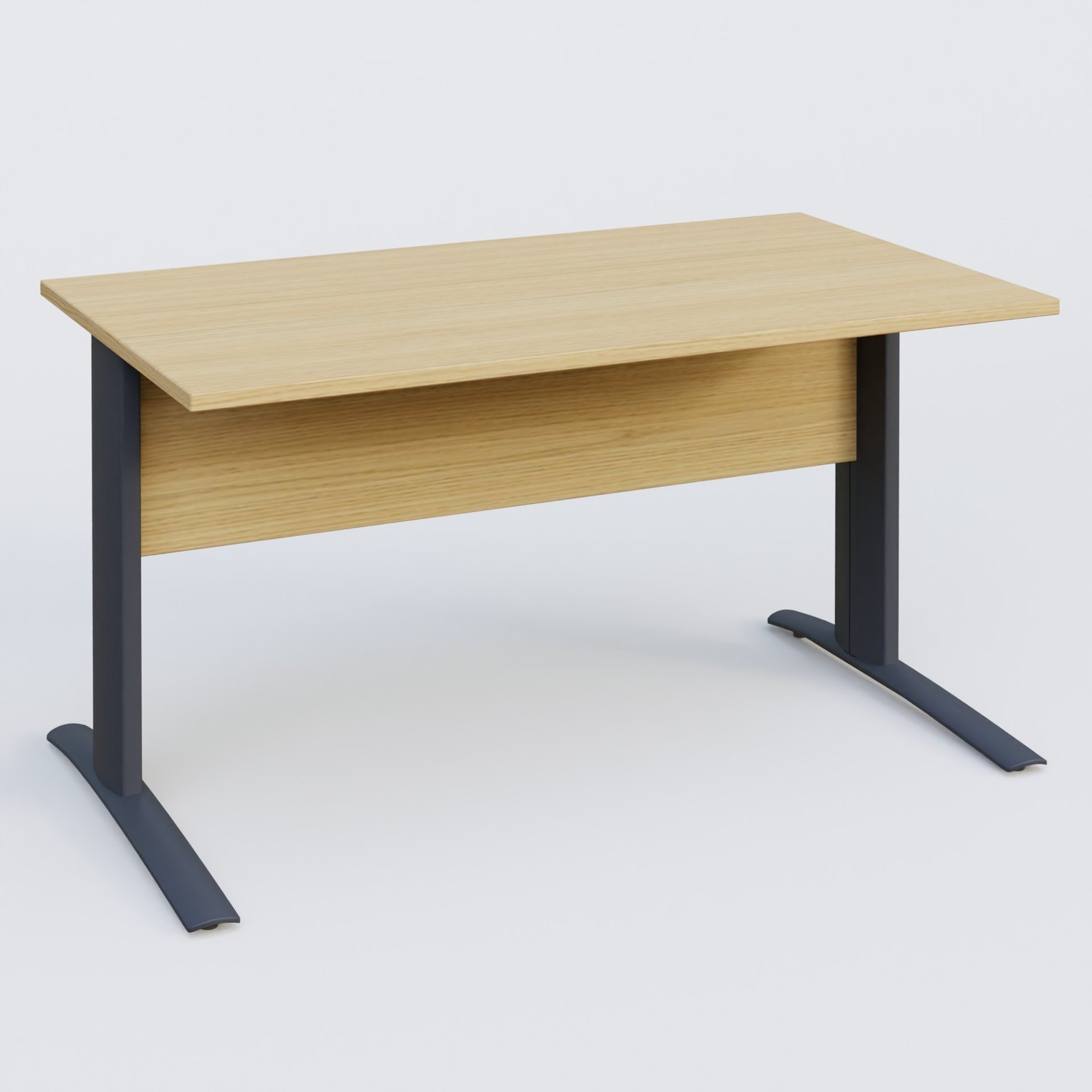 K1 Plateau droit 140x80 avec voile de fond bois. Plateau Chêne clair et pietement Anthracite