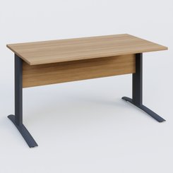 Gamme K1 - Plans droits - K1 Plateau droit 140x80 avec voile de fond bois. Plateau Noyer et pietement Anthracite