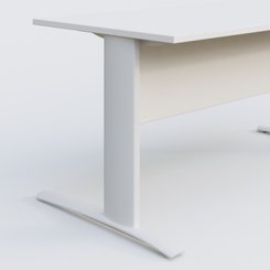 Gamme K1 - Plans droits - K1 Plateau droit 140x80 avec voile de fond bois. Plateau Blanc et pietement Blanc