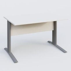 Gamme K1 - Plans droits - K1 Plateau droit 120x80 avec voile de fond bois. Plateau Blanc et pietement Aluminium