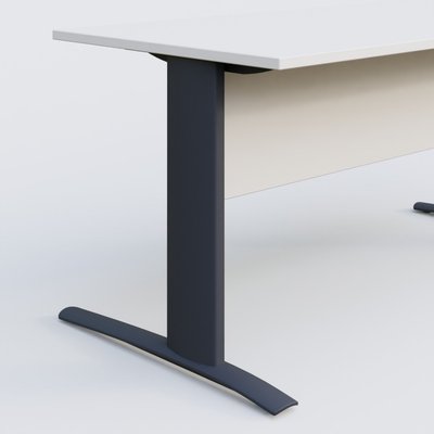 [Pas de famille] - [Pas de sous famille] - K1 Plateau droit 120x80 avec voile de fond bois. Plateau Blanc et pietement Anthracite