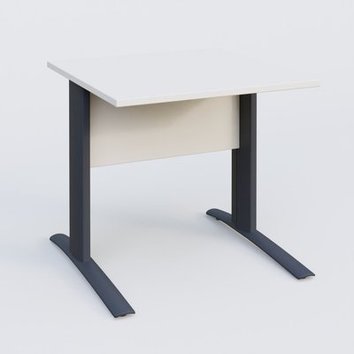 Gamme K1 - Plans droits - K1 Plateau droit 80x80 avec voile de fond bois. Plateau Blanc et pietement Anthracite