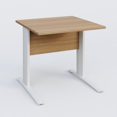 [Pas de famille] - [Pas de sous famille] - K1 Plateau droit 80x80 avec voile de fond bois. Plateau Noyer et pietement Blanc