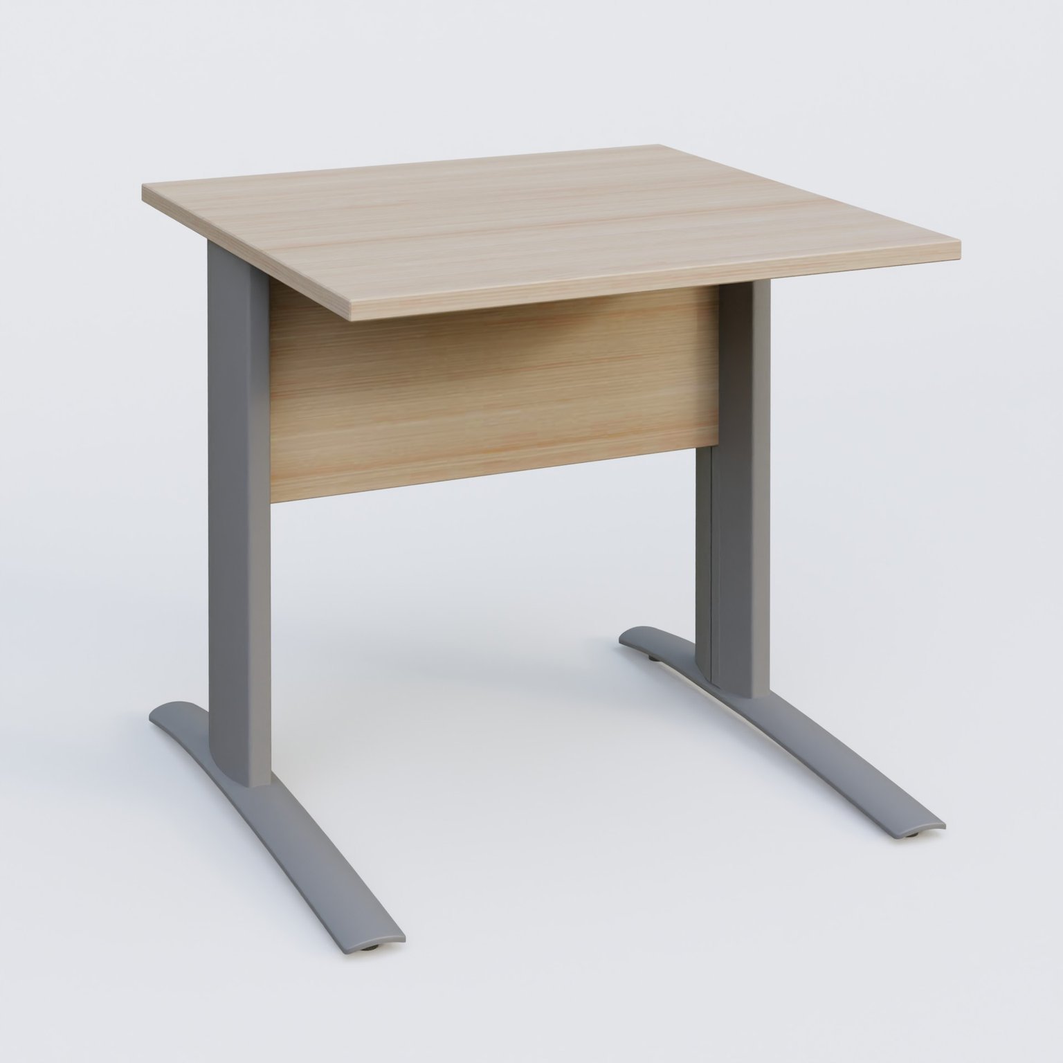K1 Plateau droit 80x80 avec voile de fond bois. Plateau Acacia et pietement Aluminium