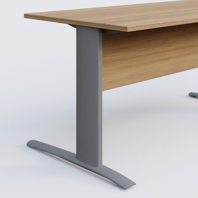 [Pas de famille] - [Pas de sous famille] - K1 Plateau droit 80x80 avec voile de fond bois. Plateau Noyer et pietement Aluminium