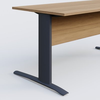 [Pas de famille] - [Pas de sous famille] - K1 Plateau droit 80x80 avec voile de fond bois. Plateau Noyer et pietement Anthracite