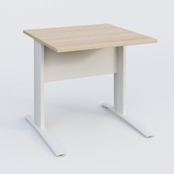 Gamme K1 - Plans droits - K1 Plateau droit 80x80 avec voile de fond métal. Plateau Hêtre et pietement Blanc