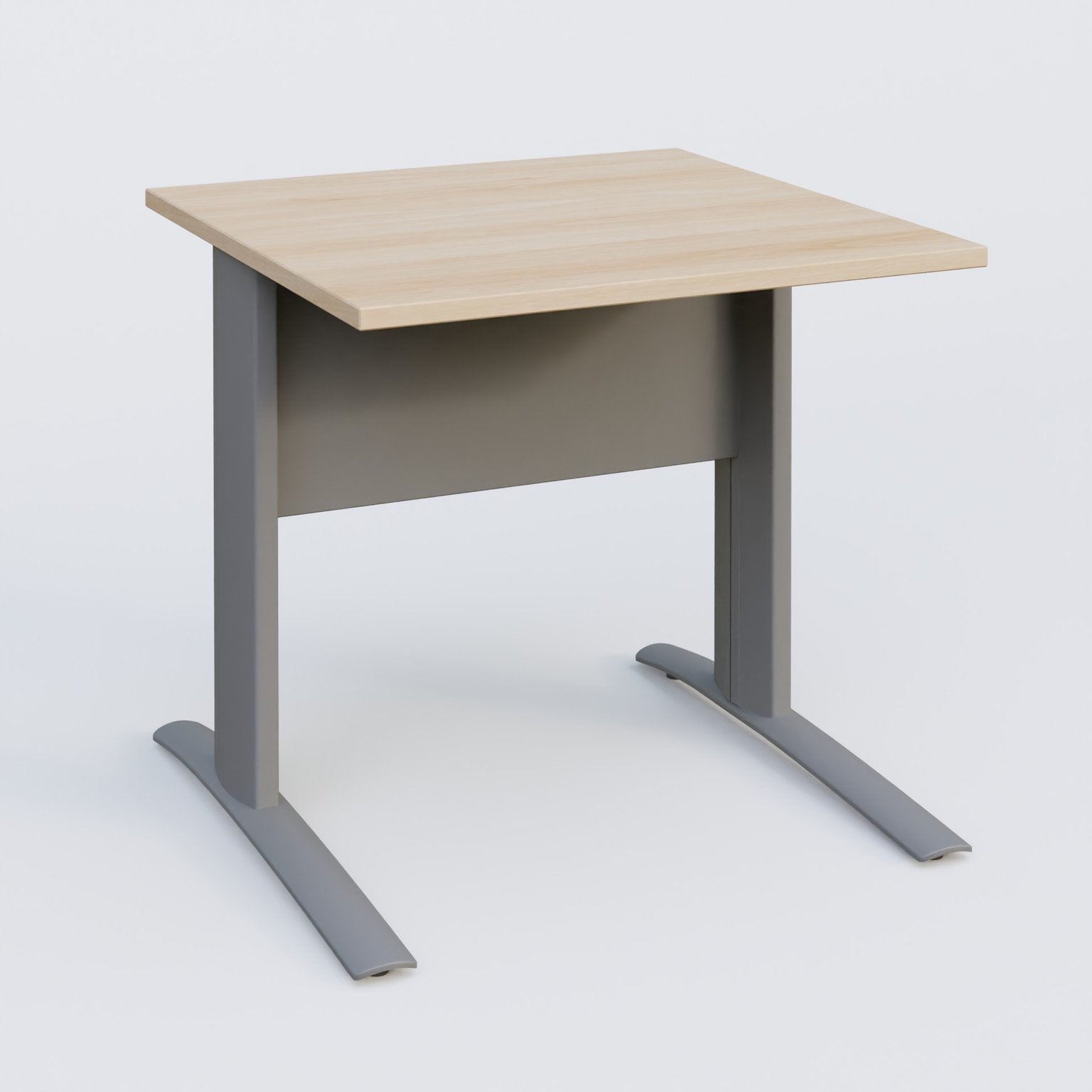 K1 Plateau droit 80x80 avec voile de fond métal. Plateau Hêtre et pietement Aluminium