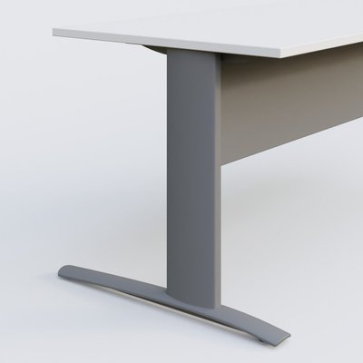 Gamme K1 - Plans droits - K1 Plateau droit 80x80 avec voile de fond métal. Plateau Blanc et pietement Aluminium