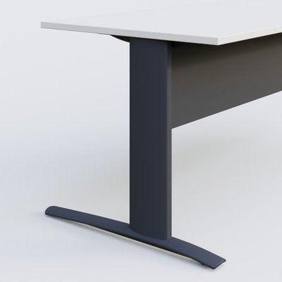 Gamme K1 - Plans droits - K1 Plateau droit 120x80 avec voile de fond métal. Plateau Blanc et pietement Anthracite