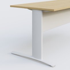 Gamme K1 - Plans droits - K1 Plateau droit 180x80 avec voile de fond métal. Plateau Chêne clair et pietement Blanc