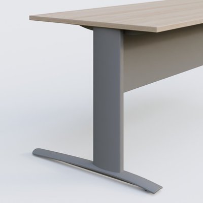 Gamme K1 - Plans droits - K1 Plateau droit 80x80 avec voile de fond métal. Plateau Acacia et pietement Aluminium