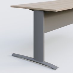 Gamme K1 - Plans droits - K1 Plateau droit 80x80 avec voile de fond métal. Plateau Acacia et pietement Aluminium