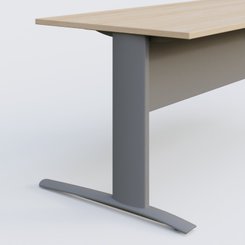 Gamme K1 - Plans droits - K1 Plateau droit 80x80 avec voile de fond métal. Plateau Hêtre et pietement Aluminium