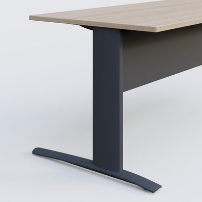 Gamme K1 - Plans droits - K1 Plateau droit 80x80 avec voile de fond métal. Plateau Acacia et pietement Anthracite