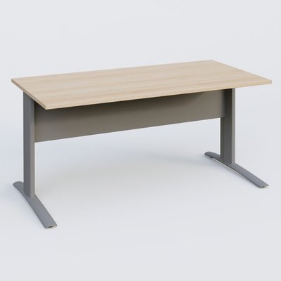 Gamme K1 - Plans droits - K1 Plateau droit 160x80 avec voile de fond métal. Plateau Hêtre et pietement Aluminium