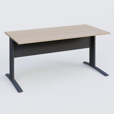 Gamme K1 - Plans droits - K1 Plateau droit 160x80 avec voile de fond métal. Plateau Acacia et pietement Anthracite