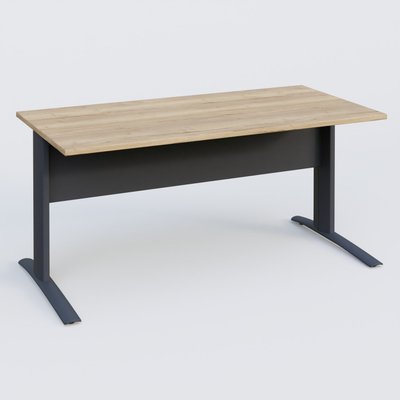[Pas de famille] - [Pas de sous famille] - K1 Plateau droit 160x80 avec voile de fond métal. Plateau Chêne naturel et pietement Anthracite
