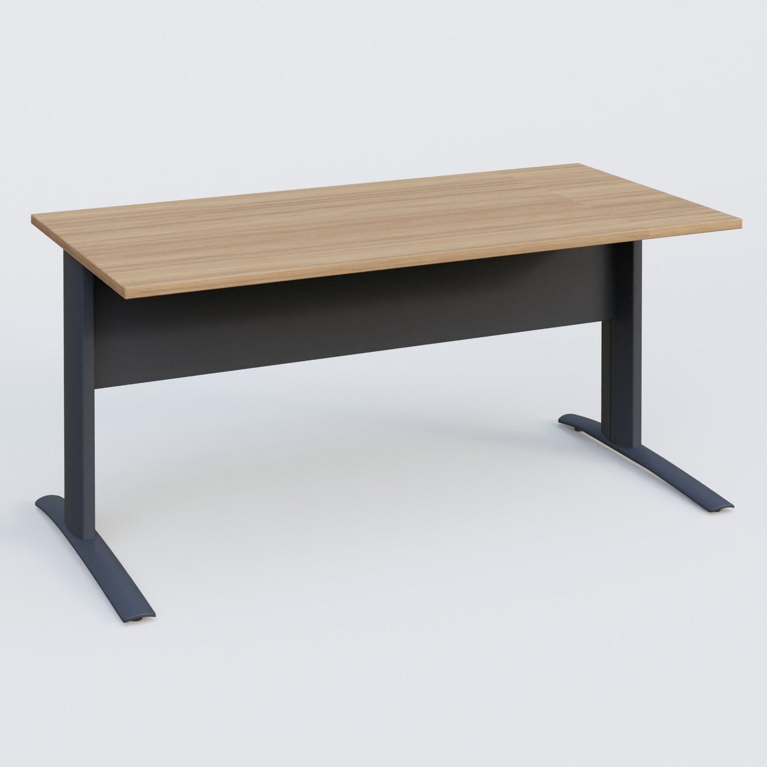 K1 Plateau droit 160x80 avec voile de fond métal. Plateau Noyer et pietement Anthracite