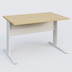 Gamme K1 - Plans droits - K1 Plateau droit 120x80 avec voile de fond métal. Plateau Chêne clair et pietement Blanc