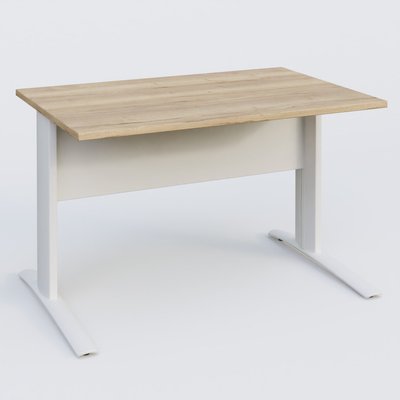 [Pas de famille] - [Pas de sous famille] - K1 Plateau droit 120x80 avec voile de fond métal. Plateau Chêne naturel et pietement Blanc