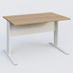 [Pas de famille] - [Pas de sous famille] - K1 Plateau droit 120x80 avec voile de fond métal. Plateau Noyer et pietement Blanc