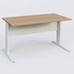 [Pas de famille] - [Pas de sous famille] - K1 Plateau droit 140x80 avec voile de fond métal. Plateau Noyer et pietement Blanc