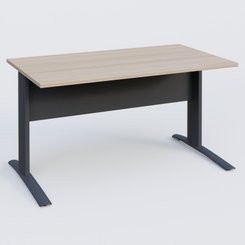 Gamme K1 - Plans droits - K1 Plateau droit 140x80 avec voile de fond métal. Plateau Acacia et pietement Anthracite