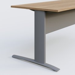 [Pas de famille] - [Pas de sous famille] - K1 Plateau droit 140x80 avec voile de fond métal. Plateau Noyer et pietement Aluminium