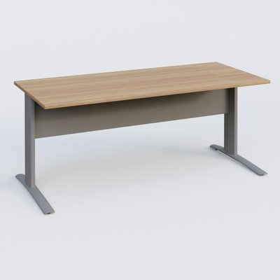 [Pas de famille] - [Pas de sous famille] - K1 Plateau droit 180x80 avec voile de fond métal. Plateau Noyer et pietement Aluminium