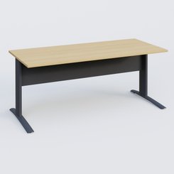 [Pas de famille] - [Pas de sous famille] - K1 Plateau droit 180x80 avec voile de fond métal. Plateau Chêne clair et pietement Anthracite