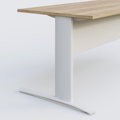 [Pas de famille] - [Pas de sous famille] - K1 Plateau droit 180x80 avec voile de fond métal. Plateau Chêne naturel et pietement Blanc